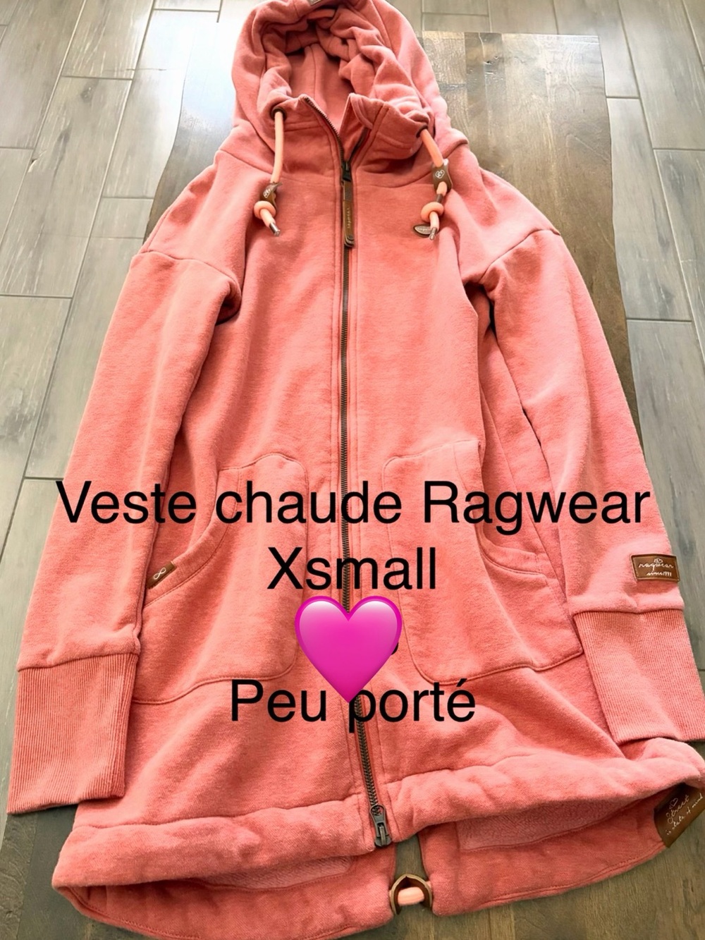 Women's Hooded Zip Jacket in Dusty pink saumon - X-Small